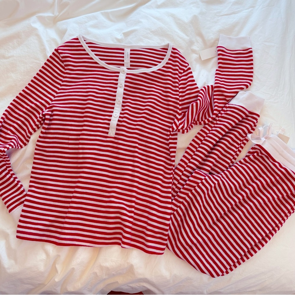 Auden Red and White Striped Sleepwear Set NWT M